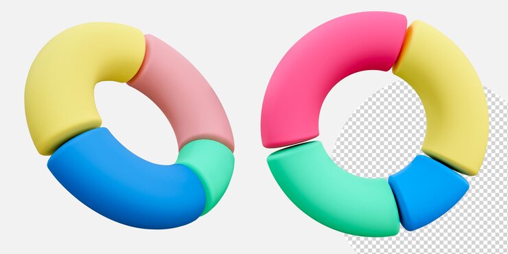 PSD gráfico 3d para negocios concepto de marketing digital crecimiento y cambios en el valor comercio de divisas informes de ganancias anuales y trimestrales renderización 3d