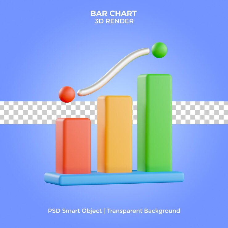 grafico a barre 3d rendering isolato premium psd