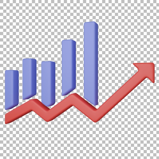 Grafico a barre a linee 3D Grafico Vista destra con sfondo trasparente