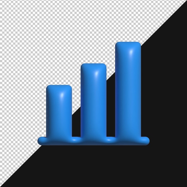 Grafico a barre blu 3D che rappresenta la crescita e il successo dell'azienda