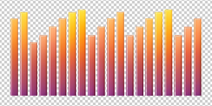 PSD grafico a barre colorato isolato su sfondo trasparente