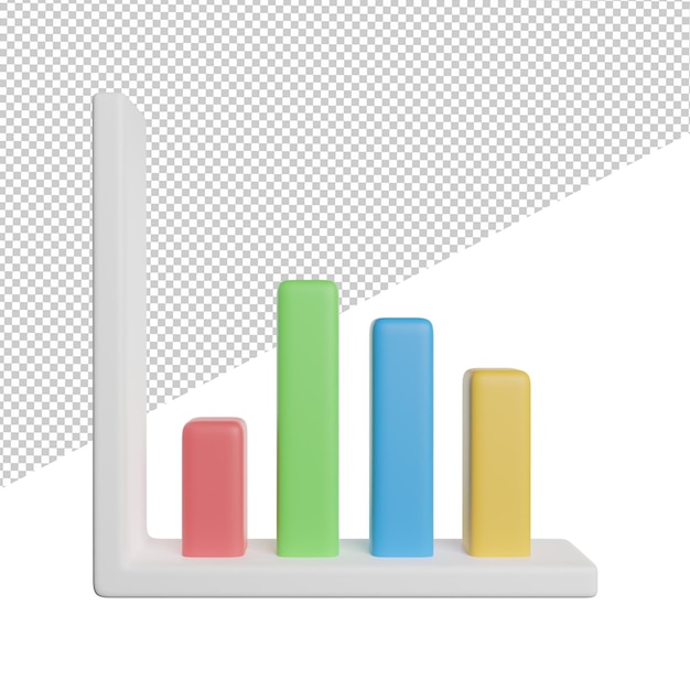 Grafico a barre Grafico vista frontale 3d rendering illustrazione su sfondo trasparente