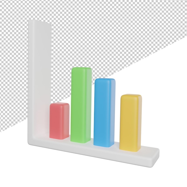 Grafico a barre Vista laterale del grafico 3d rendering illustrazione su sfondo trasparente
