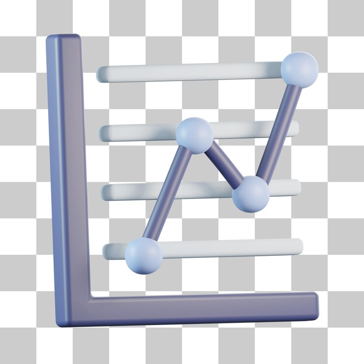 PSD grafico a linee che sale sull'icona 3d