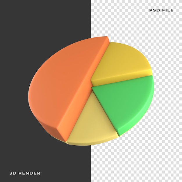 Grafico a torta 3D reso su sfondo trasparente