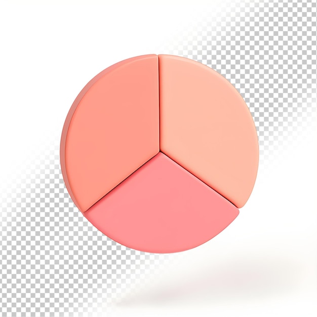 Grafico a torta di visualizzazione dei dati 3D in tonalità rosa morbide sfondo isolato