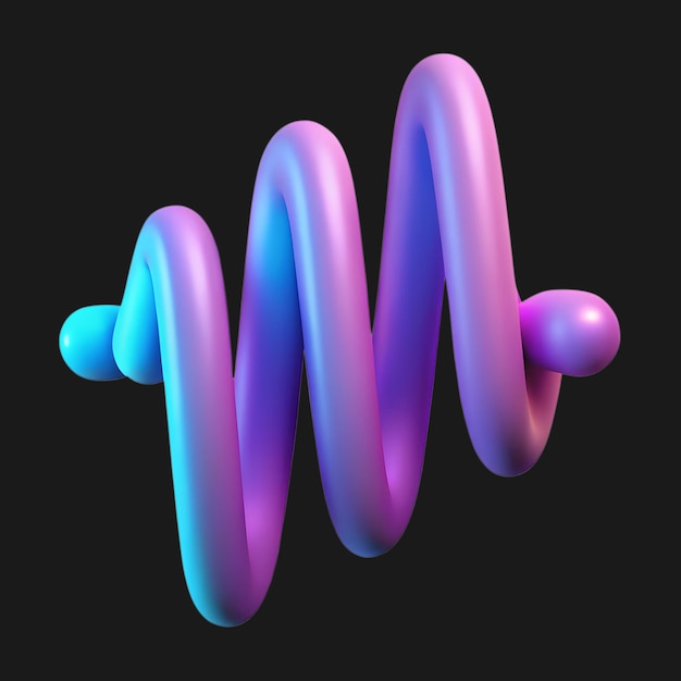 Gráfico abstracto de ondas sonoras 3D con colores de gradiente vibrante
