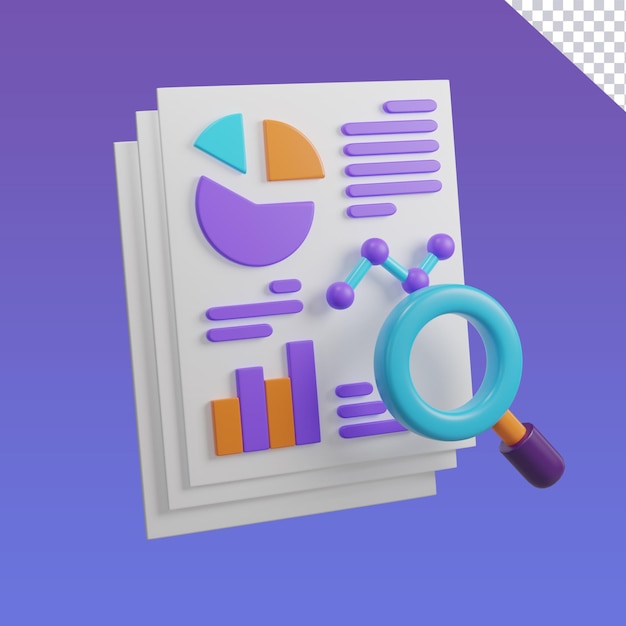 Gráfico de análisis de datos de representación 3D icono financiero icono de ilustración 3D