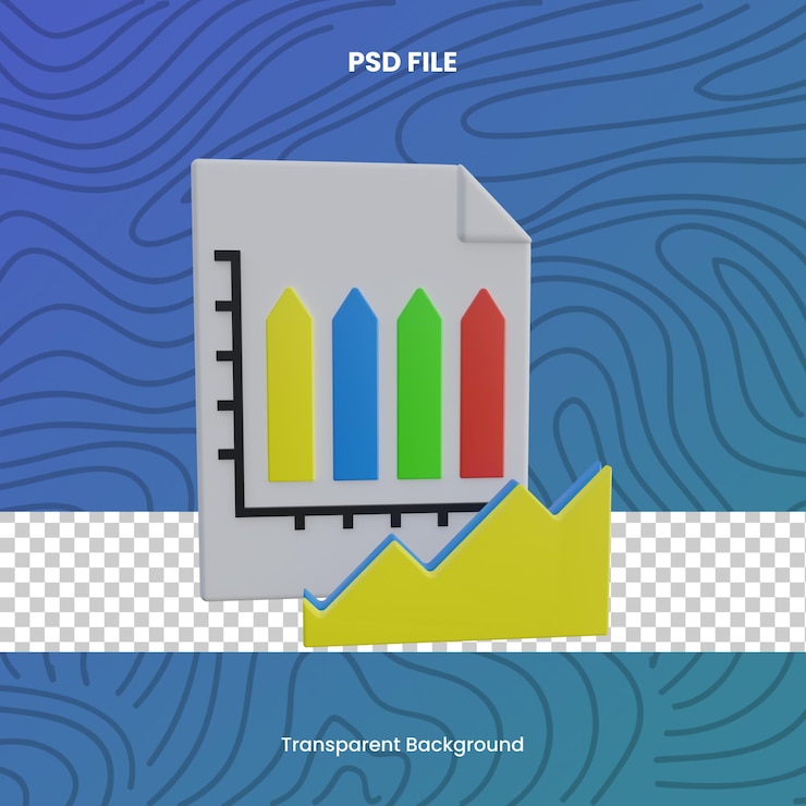 PSD gráfico de archivo psd de ilustración de icono de representación 3d de informe comercial