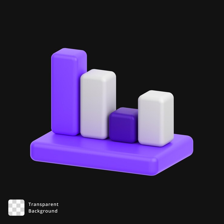 PSD gráfico de barras 3d decreciente
