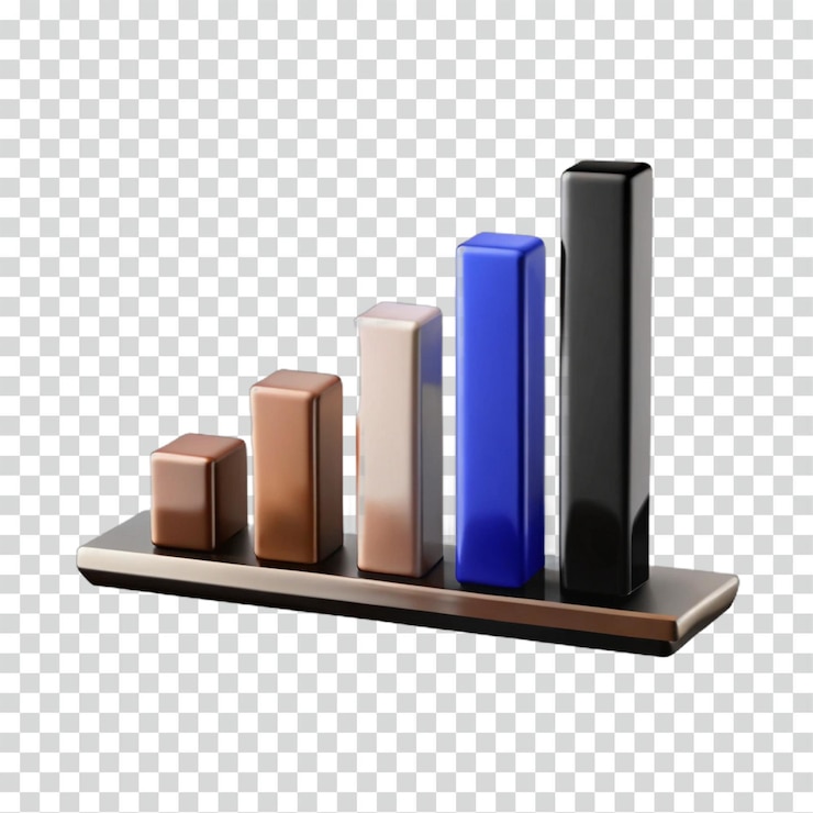 PSD gráfico de barras ascendentes progreso de crecimiento y visualización del éxito