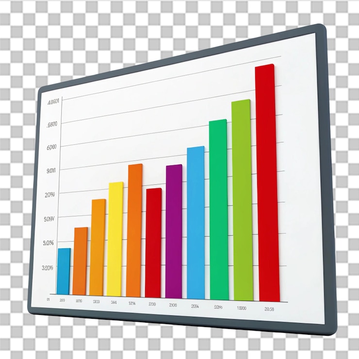 PSD gráfico de barras de colores aislado en un fondo transparente