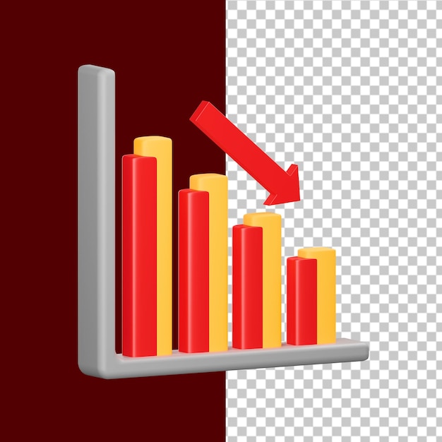 Gráfico de barras, una flecha roja que apunta hacia abajo en el gráfico de barras, una flecha roja que apunta hacia abajo en el gráfico de barras, una flecha roja que apunta hacia abajo en el gráfico de barras.