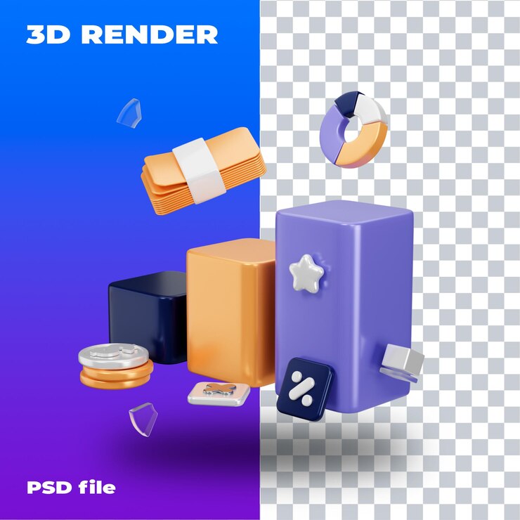 PSD gráfico de barras psd ilustración representación 3d icono 3d