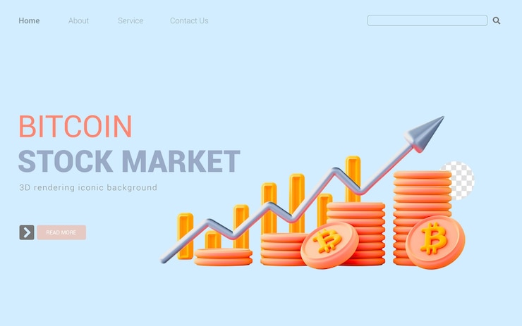 PSD gráfico de bitcoin, barra, flecha, señal, 3d, render, concepto, para, crypto, moneda, minería, aumenta