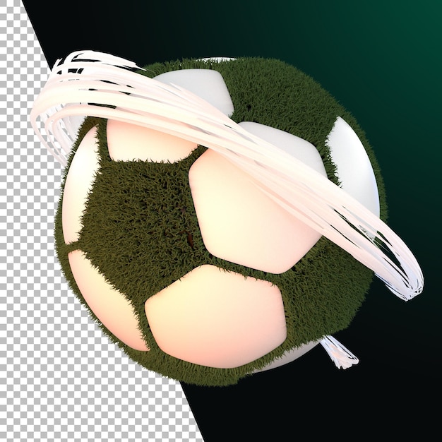 PSD gráfico de bola de hierba de fútbol de renderizado 3d