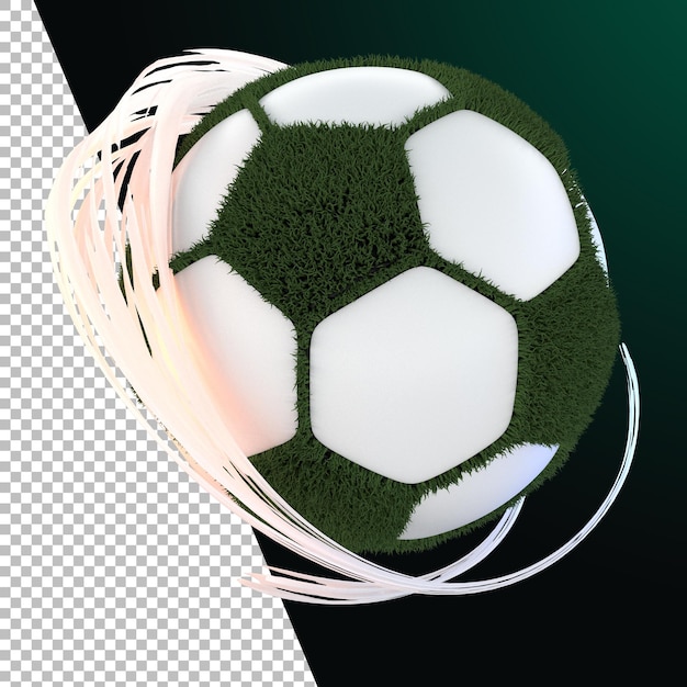 PSD gráfico de bola de hierba de fútbol de renderizado 3d