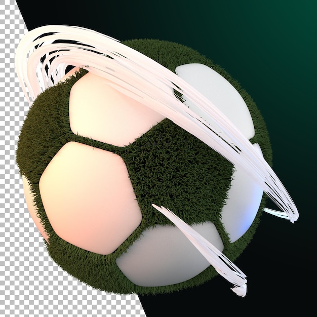 Gráfico de bola de hierba de fútbol de renderizado 3d