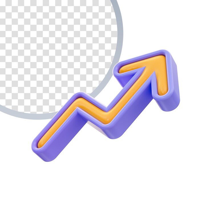 PSD gráfico brillante realista icono de representación 3d para el gráfico de línea ascendente de crecimiento del gráfico financiero en el mercado de valores