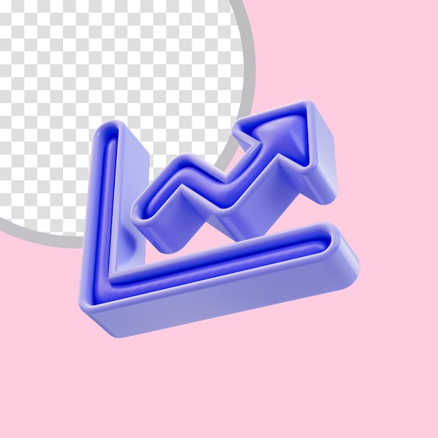 gráfico de búsqueda de dibujos animados icono de representación 3d para el gráfico de líneas de crecimiento financiero en el mercado de valores rentable