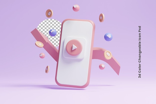 Gráfico de calificación de transmisión en vivo de redes sociales 3d o icono de concepto de crecimiento de tasa de transmisión en vivo 3d