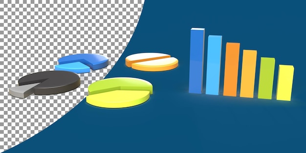 Gráfico circular 3D Gráfico circular de textura plástica infográfica con diferentes colores en ilustración 3d 300DPI