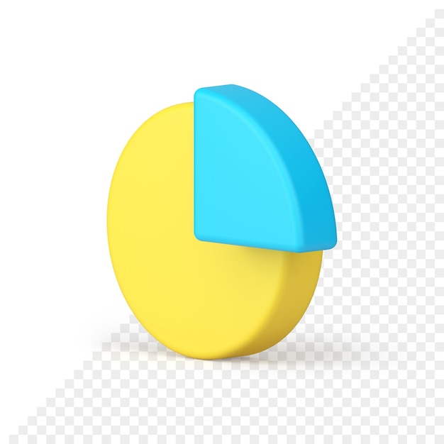 Gráfico circular amarillo con icono 3d de segmento azul