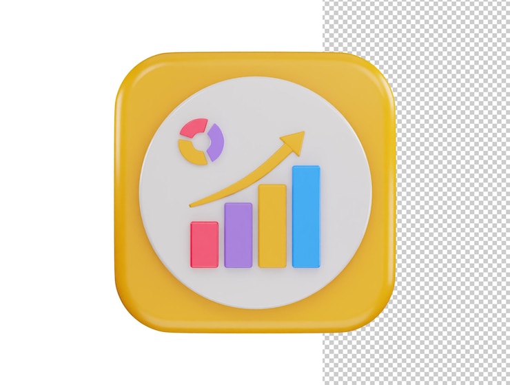 PSD gráfico circular y gráfico de barras icono representación 3d ilustración vectorial