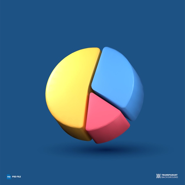 PSD gráfico circular gráfico de negocios icono 3d ilustración de representación 3d