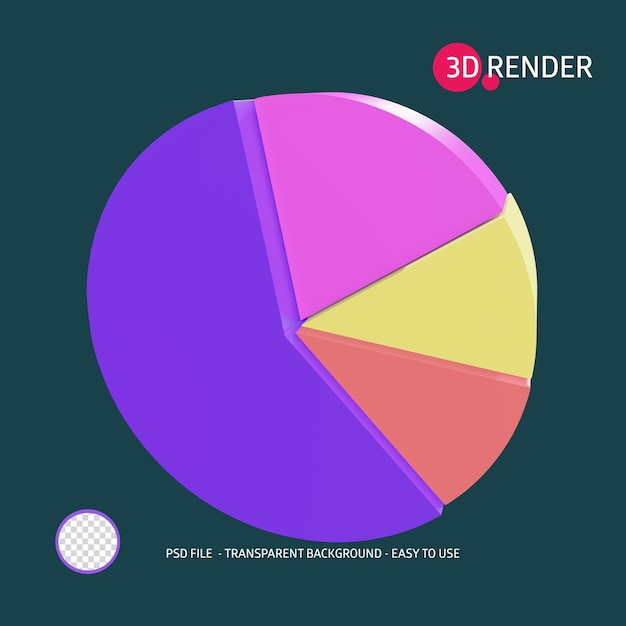 Gráfico circular de icono de render 3d