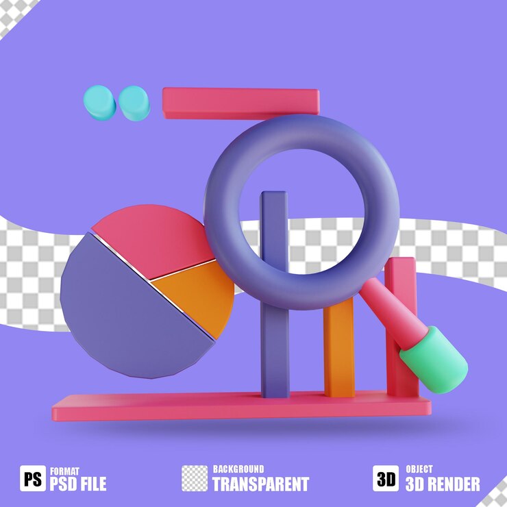 PSD gráfico circular de ilustración 3d y análisis de datos 6 adecuado para negocios