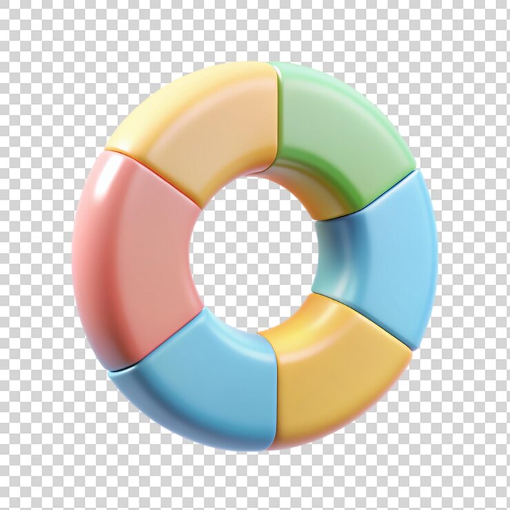 PSD gráfico de círculo de dibujos animados mínimo icono de gráfico de rosquilla 3d aislado en fondo transparente