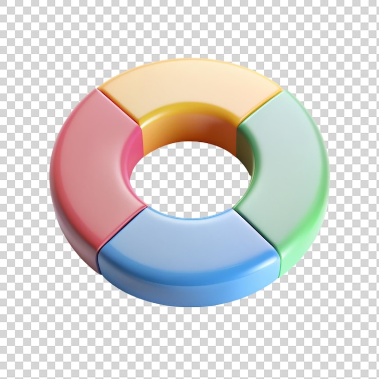 PSD gráfico de círculo de dibujos animados mínimo icono de gráfico de rosquilla 3d aislado en fondo transparente