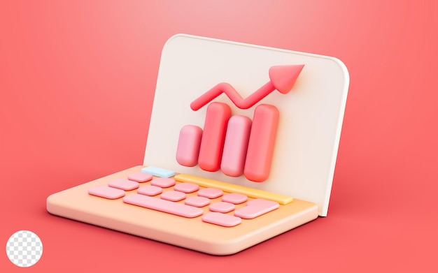 el gráfico de la computadora portátil alinea el crecimiento del negocio en línea o aumenta la innovación financiera de la idea ilustración 3d