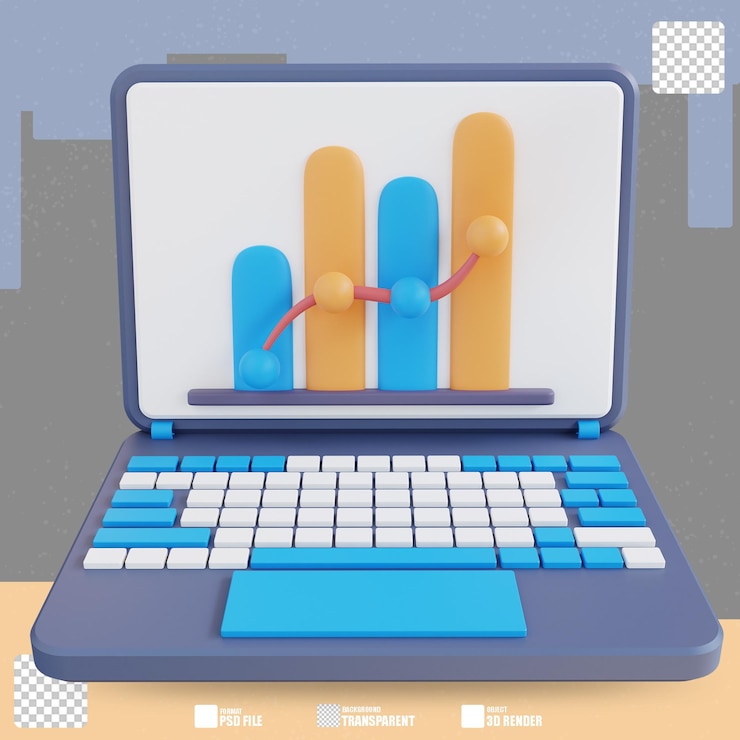 PSD gráfico de computadora portátil de ilustración 3d 2
