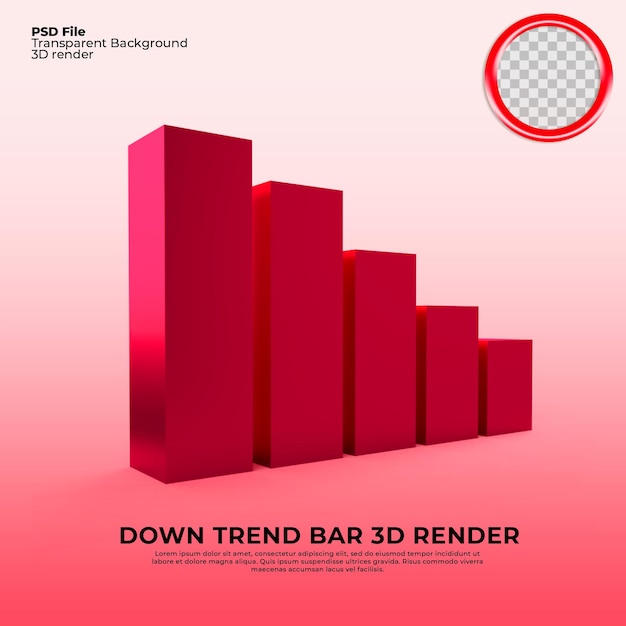 Gráfico de cotizaciones de tendencia bajista render 3d bajista