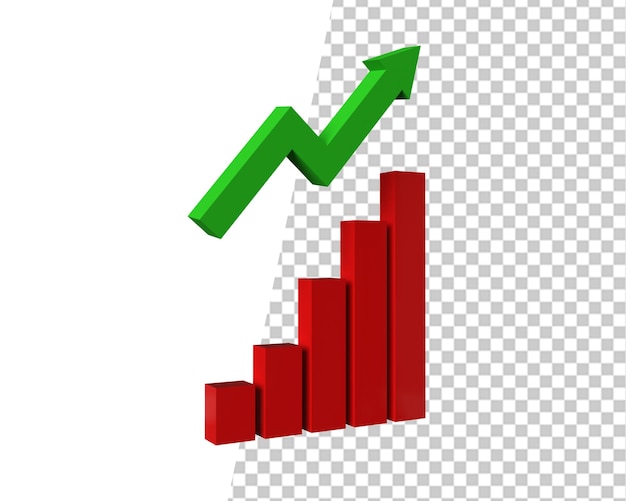 Gráfico de crecimiento empresarial render 3d