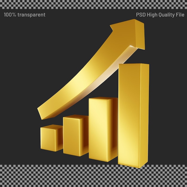 PSD gráfico de crecimiento con flecha