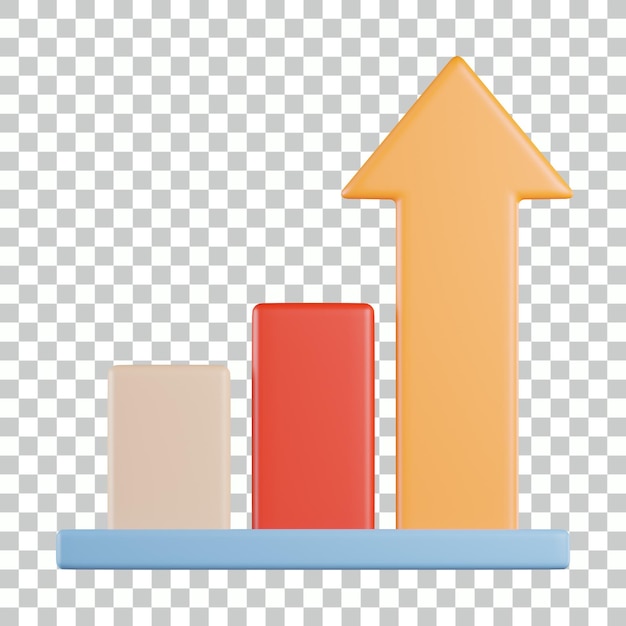 Gráfico crecimiento inversión icono 3d