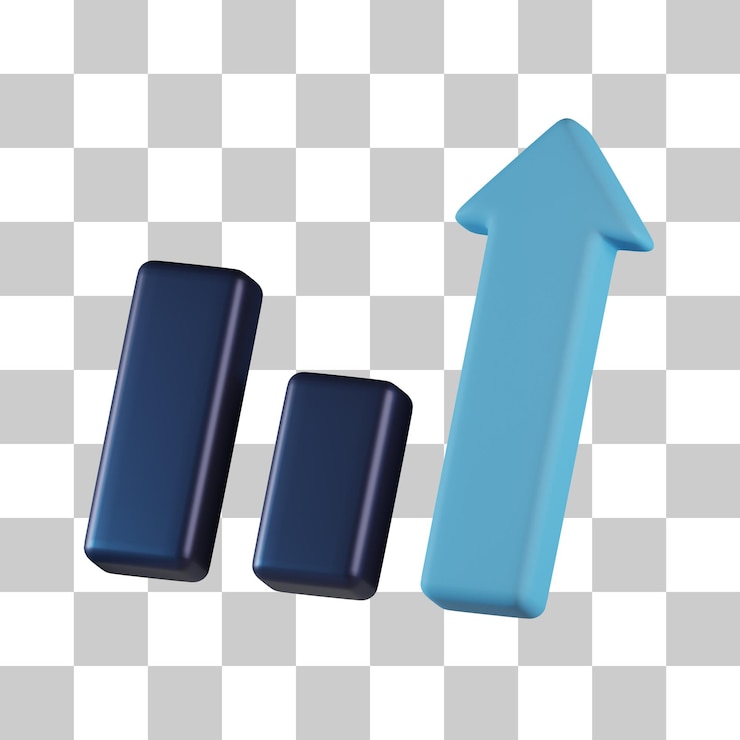 PSD gráfico crecimiento inversión icono 3d