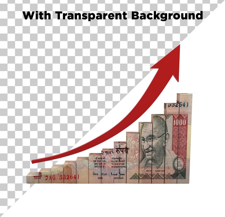 PSD gráfico de crecimiento de la moneda de la rupia india foto png psd con fondo transparente