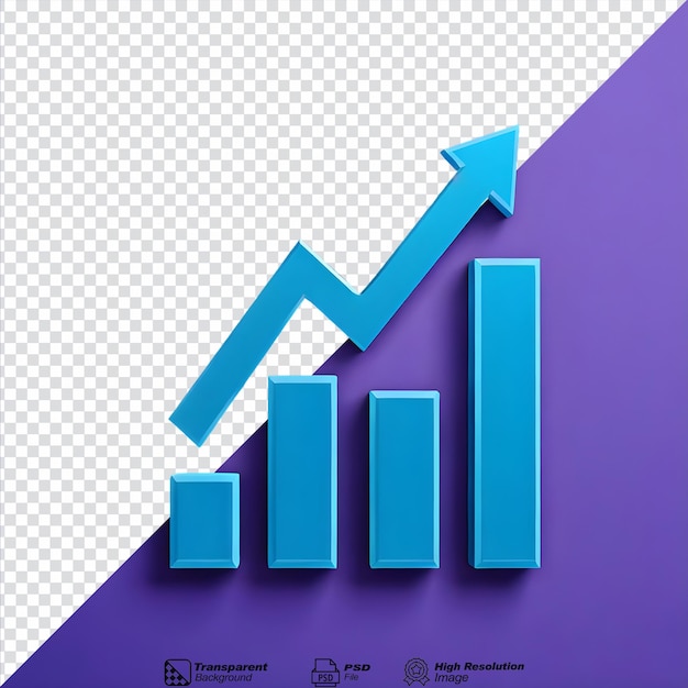 PSD gráfico crescimento mercado lucro símbolo do ícone 3d isolado em fundo transparente