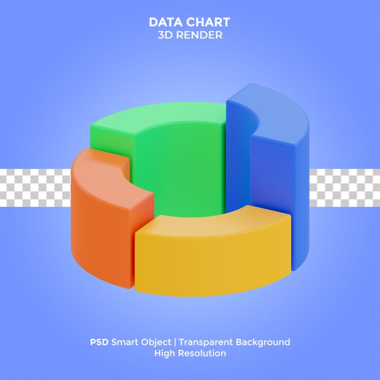 PSD gráfico de datos 3d render ilustración aislada psd premium