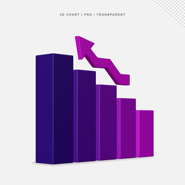 PSD gráfico de barras 3d transparente sem fundo