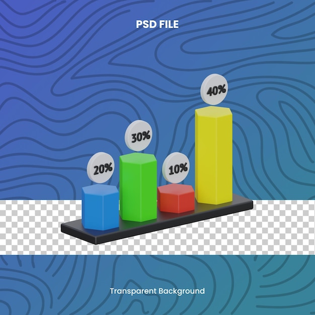 gráfico de barras ilustração de ícone de renderização 3d gráfico de arquivo psd