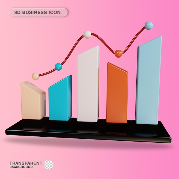 Gráfico de castiçal de negócios de ícone 3d analítico para fonte de marketing de banner de página de destino de site