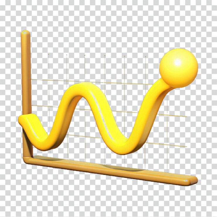 PSD gráfico de crescimento amarelo 3d visualizando altos e baixos