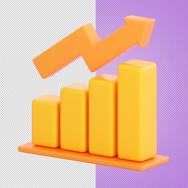 gráfico de gráfico de barras 3D. Investimento, crescimento monetário, bancário, pagamento, negócios e finanças