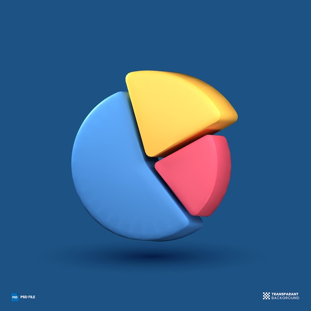 gráfico de gráfico de pizza de ícone 3d ilustração de renderização em 3d