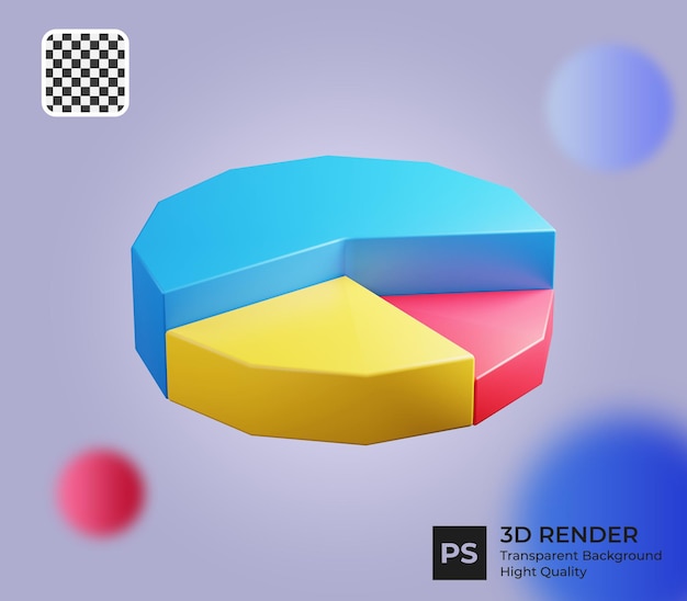 Gráfico de pizza 3D colorido para seus relatórios de negócios e apresentação de dados financeiros